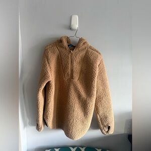 Tommy Hilfiger Sherpa Half Zip Hoodie Pullover – Camel Tan – Size S